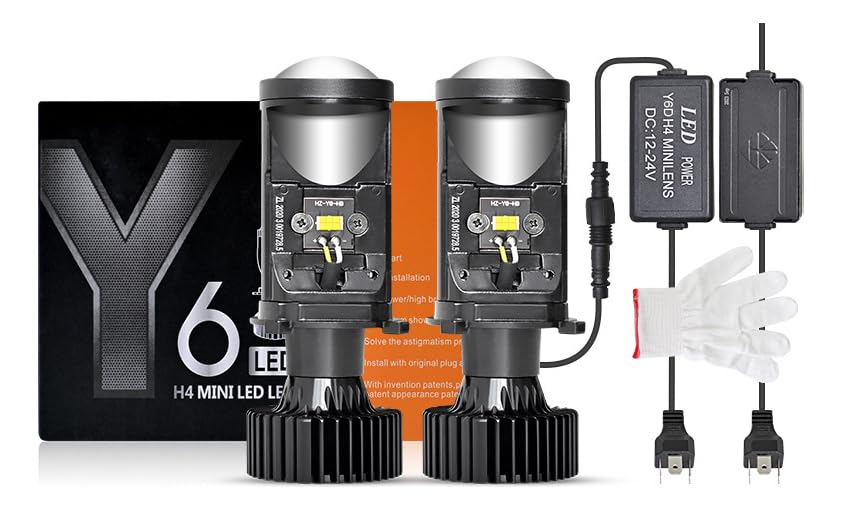 6000k Branco Hi/Lo Beam Projetor Farol LED Lâmpada, Mini Universal Projetor LED Farol,