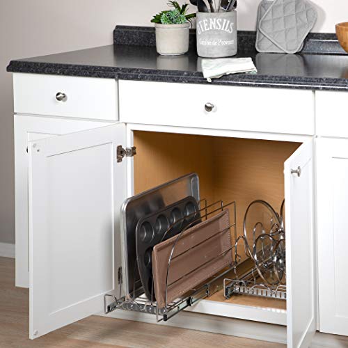 Pull Out Cutting Boards, bakeware, and pan organizer - Sliding Kitchen Cabinet Organizers and Storage Rack for Trays, Baking Pans, Cupcake Pans, etc - 8.5” W x 21” D x 10.63” H Heavy Duty, Chrome - Image 6