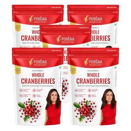 Image of Rostaa Gourmet Whole Cranberries 200 gms | Rich in Antioxidants, Fiber & Vitamin C | Supports Immunity, Digestion & Heart Health | Premium & 100% Natural Snack