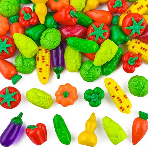Kaiyuan Dynasty 60pcs Mini Resin Vegetable Figurines Miniature Vegetable Figurines Tiny Artificial Vegetables for DIY Art Crafts Cake Topper Miniature Landscapes Garden Home Kitchen Decoration