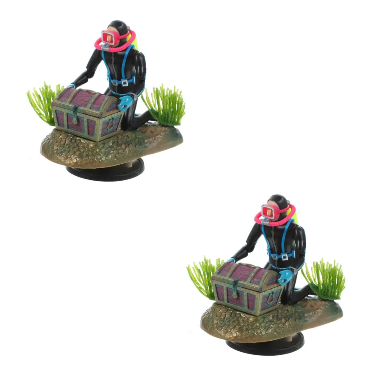 POPETPOP 2 Ensembles Fish Tank Treasure Chasse Grenouille Figurine D'aquarium Titulaire Décorations Remplisseur D'aquarium Ornement De Plongeur Flottant Ornement D'aquarium Usine Plastique