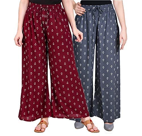 Gurara Fashion Women's and Girls Cotton Reyon Regular Fit Palazzo Pants (Pack of 2)-picture-27