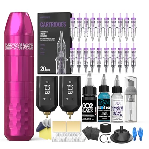 Wormhole Tattoo Gun Kit Wireless Tattoo Kit with Tattoo Machines,