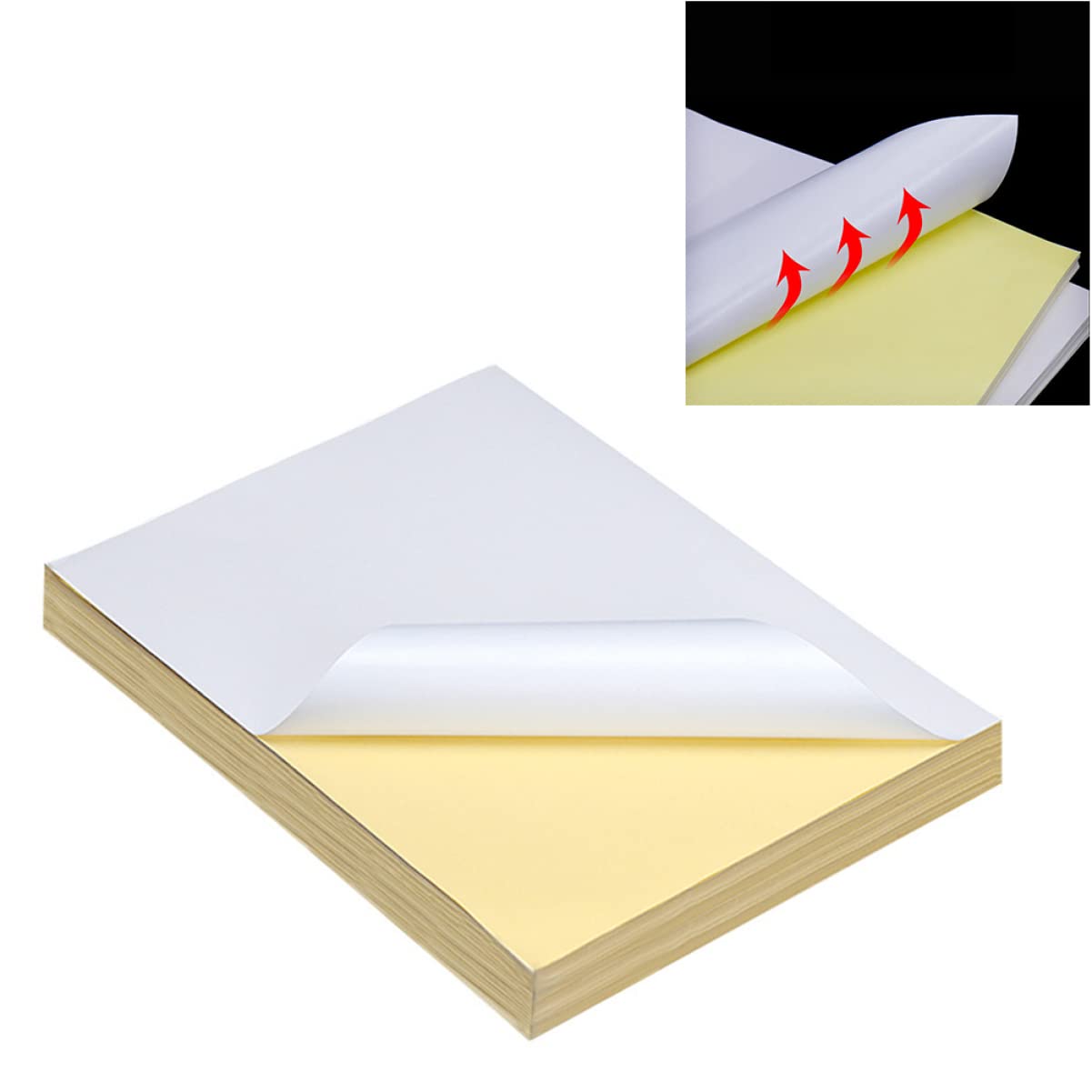 Uonlytech 100piezas Papel Para Impresión Adhesivo Papel Para Escribir Oficina y Escuela Para Hacer Etiquetas