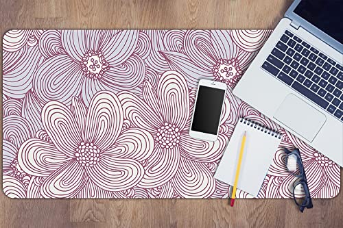 Sous-main de bureau gaming 90x45cm fleurs doodle tapis vinyle decormat