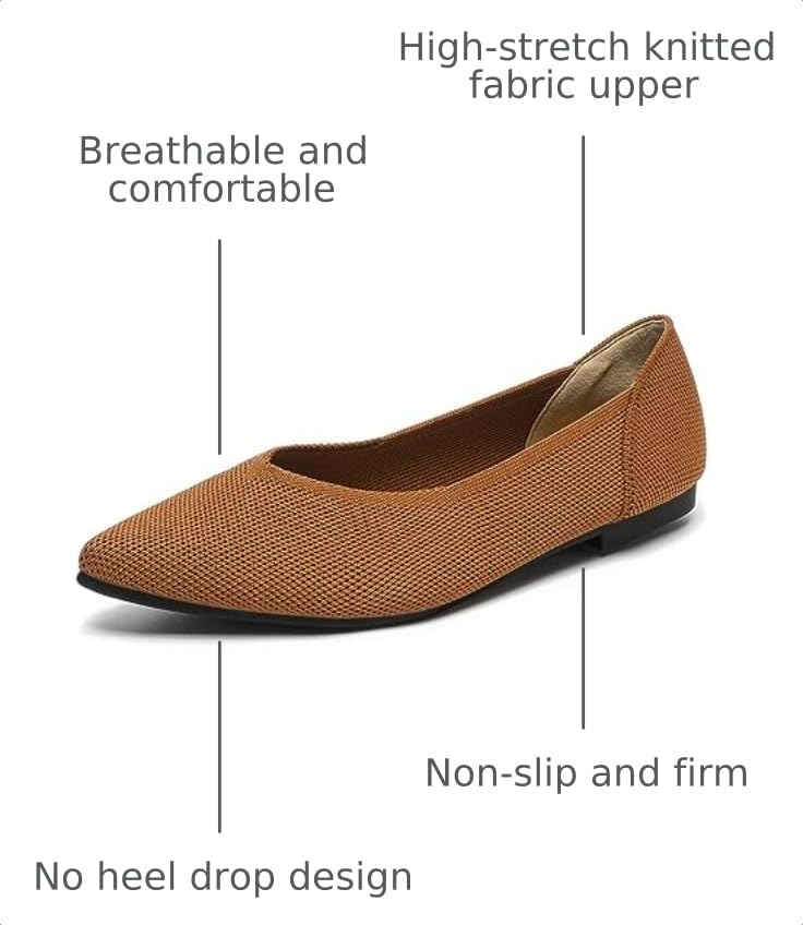 Image of Semwiss Women's Ballet Flats Comfortable Work Dressy Pointed Toe Shoes | Office-ready Comfort: Breathable Knit, Soft Memory Foam, Slip-on Lightweight, Foldable Flats for Business Casual & Formal