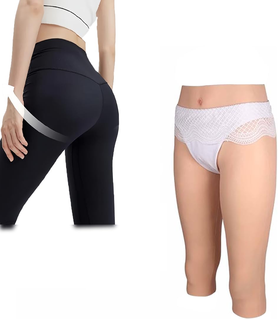 Realistic Silicone Transsexual Fake Vagina Briefs Transvestite Men's Camel Toe Hidden Plaid Boxer Briefs