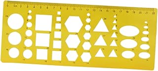 jojofuny 1 Juego Herramienta De Medición De La Arquitectura Círculo Escuela Gobernante Regla Con Pulgadas y Centimetros Reglas De Plantillas Circulares Reglas Circulares Para Medir Amarillo