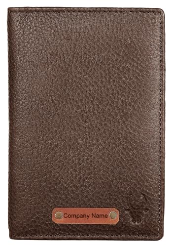 Image of WildHorn Customizable Leather Passport Cover /Case for Gifting | Engrave with Your Name, Company Name or Initials (Brown)