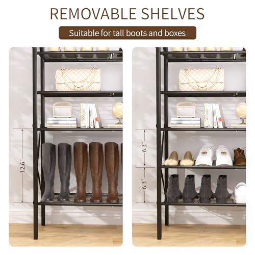 Image of 8 Tiers Tall Shoe Rack Organizer, Large Capacity Shoe Rack Holds 32 Pairs of Shoes, Durable and Stable, Adjustable Metal Shelf Stackable Shoe Shelf for Entryway, Hallway, Living Room, Closet