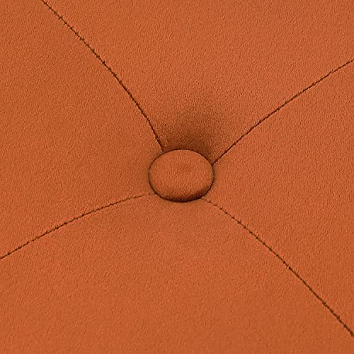 Homebeez Round Velvet Ottoman, Vanity Stool, Button Tufted Footrest Stool With Gold Base, 17.7" Width (Orange) #TOP6