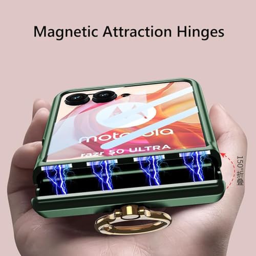 Image of Kapa Magnetic Hinge and Ring Back Cover for Motorola Razr 60 Ultra | Ultra Thin Shockproof Slim Hard Protective Case (Green)