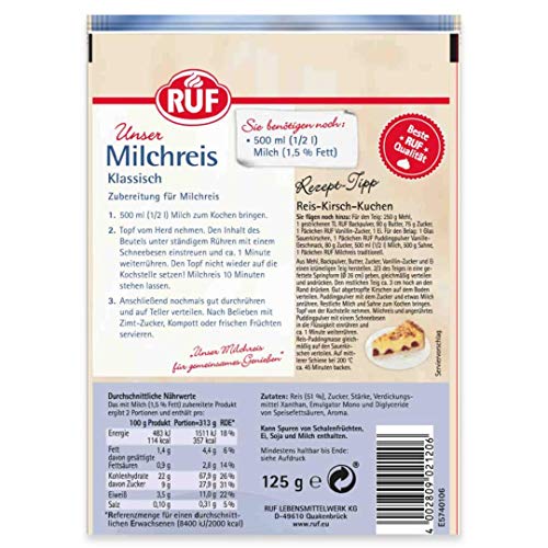 RUF Milchreis Klassische Art, 2-3 Portionen, fertig in nur 10 Minuten als Dessert, Zwischenmahlzeit oder süße Hauptspeise – Bild 5