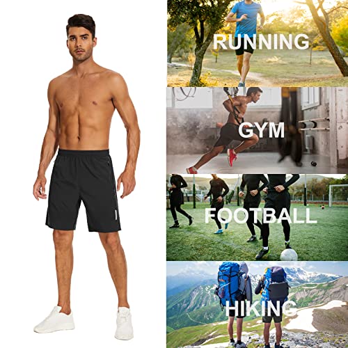 Mens Gym Running Shorts Breathable Quick Dry 7" Gym Athletic Shorts with Zipper Pockets and Reflective Strip - Image 6