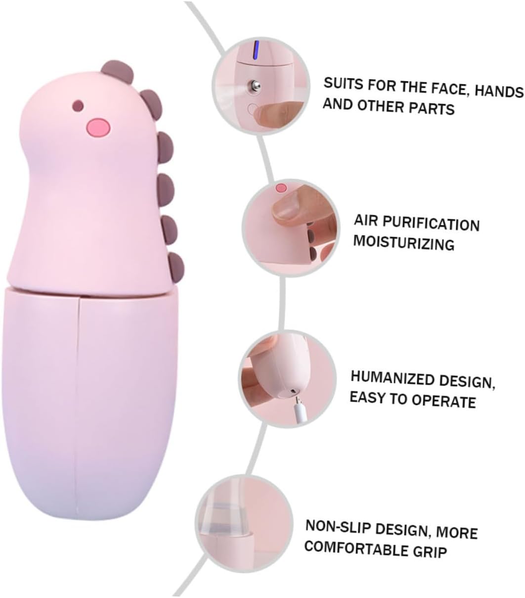 1pc Portable Cartoon Dinosaur Facial Steamer Handheld USB Rechargeable Hydrating Mister for Travel Office Deep Moisturizing and Skin Care for Women