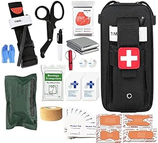 Med Kit Trauma Kit with Tourniquet, Emergency Survival First Aid Kits, EMT IFAK Medical Kit for Severe Bleeding Control, Military Camping and Hiking (Black)