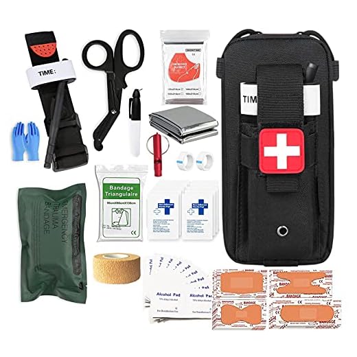 Med Kit Trauma Kit with Tourniquet, Emergency Survival First Aid Kits, EMT IFAK Medical Kit for Severe Bleeding Control, Military Camping and Hiking (Black)