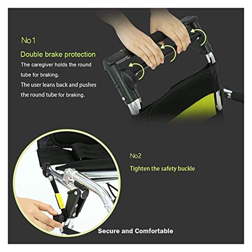 HNHN Portable Folding Stair Chair Travelling Wheelchair,Ultra Lightweight Aluminum Alloy Transport Wheelchair for The Elderly and Children 0120 - Thumbnail 6