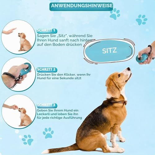 Pet Training Clicker with Wrist Strap - Dog Training Clickers (New Black + Blue)