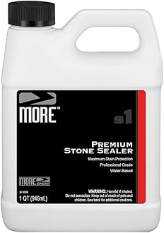 MORE Premium Stone Sealer - Water-Based Protectant - Granite, Marble, Concrete & Grout Sealer - for Indoor & Outdoor Use - Protects Against Oil, Water-Based Stains - Unscented - Quart (32 oz)