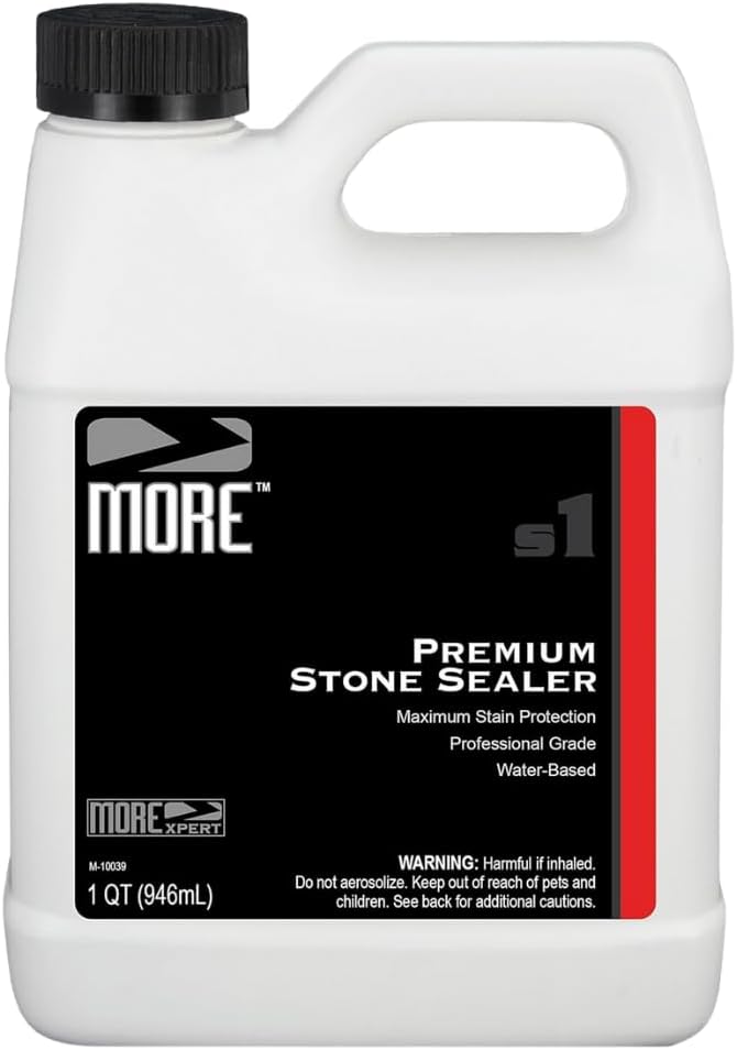 Premium Stone Sealer Stain Protection for Natural Stone Countertop and - Powerful, Water Based Formula [Quart / 32 oz.]