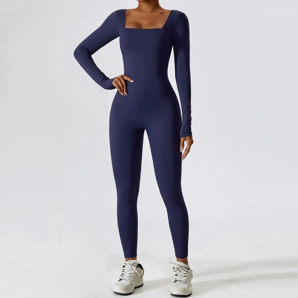 ZBDZSW Combinaison Gym Entraînement Yoga Vêtements Danse Fitness Manches Longues Une Pièce Sport Sexy Moulante Combinaison Femme Survêtement