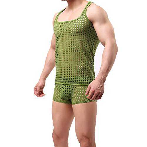 Tenchif Hombres Malla Ver a través de Camiseta de Tirantes de Malla Camiseta Cover