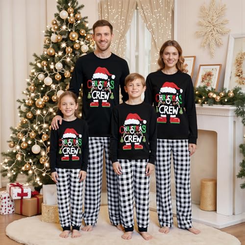 Awoscut Christmas Family Matching Pajamas Christmas Pjs Holiday Nightwear Sleepwear Sets Long Sleeve Pjs4