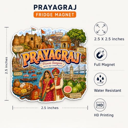 Image of Zesta Wooden Fridge Magnets Set | Refrigerator Decor Magnets for Kitchen | India Souvenir Fridge Magnet Collection | Wooden Magnet for Fridge Door Decoration (Prayagraj)