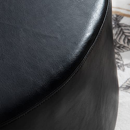 Living Room Swivel Chair Swivel Bucket Round Chair Club 360° Swivel Chair Faux Leather 29 Inches For Living Room Bedroom Lounge Lounge Reading Room Kids Room (Faux Leather, Black) #TOP4