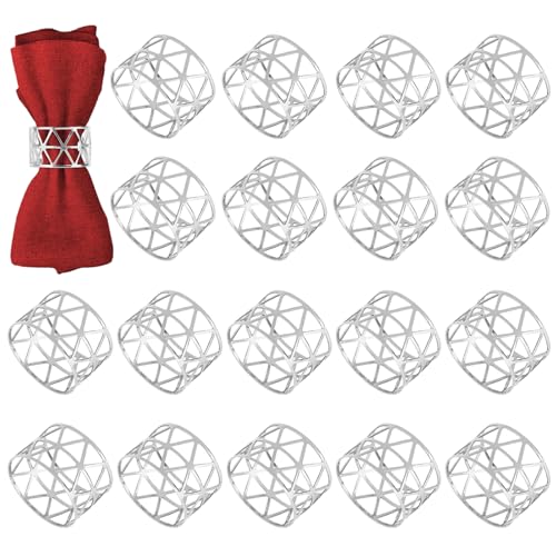 18 Pièces Rond De Serviette Argent Elegante, 4,5cm Hollow Out Rond De Serviette De Table, Réutilisables Anneau Serviette De Table, Attache Serviette De Table...