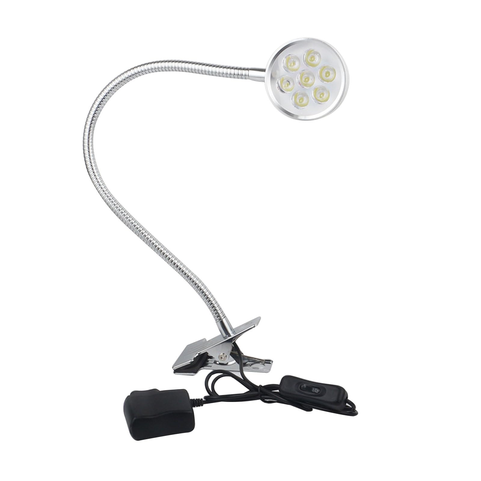 3/7W Elastyczna lampa robocza z gęsią szyją Wodoodporna lampa maszynowa, lampa robocza LED ze przełącznikiem, przemysłowe reflektory oświetleniowe z podstawą zaciskową, oświetlenie
