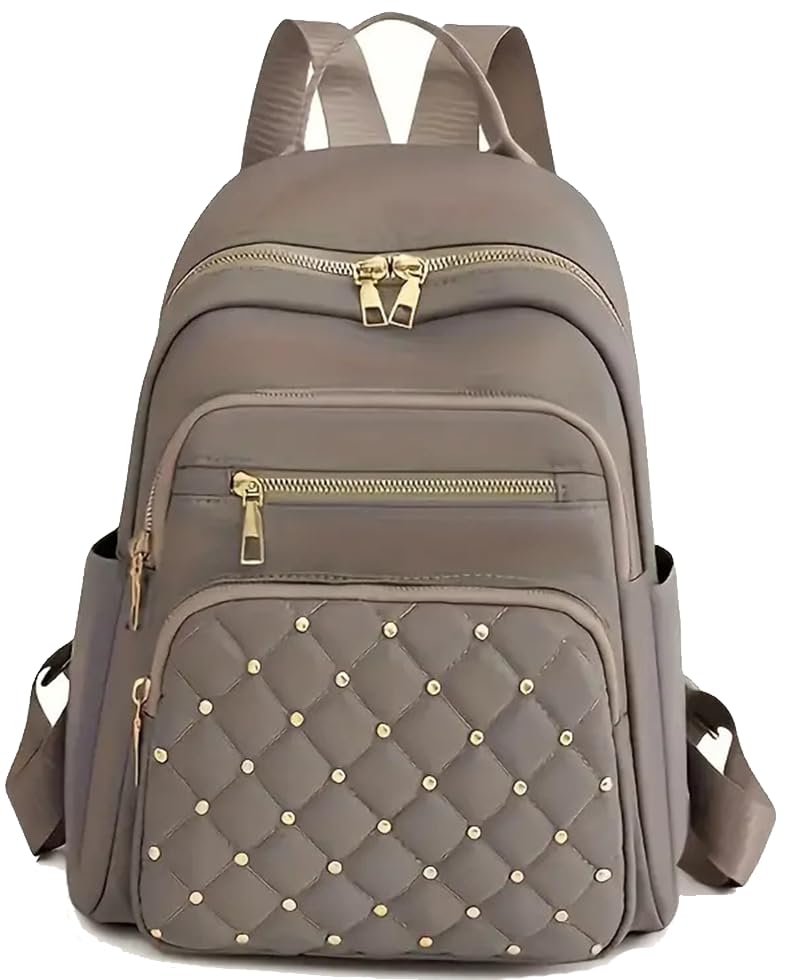 Small Backpack for Women Mini Travel Backpack Purse Small Purses Cute Lightweight Back Pack Khaki Trendy Studded Bag