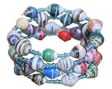 TEMBO AFRICA Handmade Paper Beads Bracelet for Women Wrap Bracelets Boho Jewelry Gifts Blue Multicolored, KB017