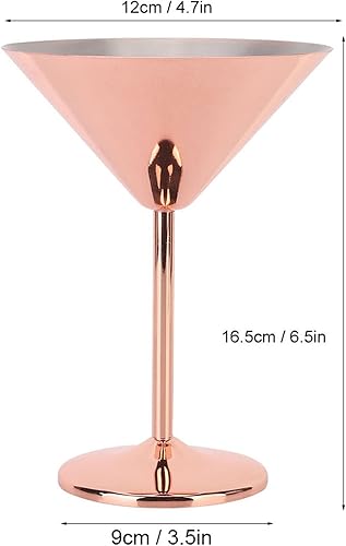 Miniatura 6 de Juego de 2 vasos de Martini de acero inoxidable, vasos de Martini de metal irrompibles de 0.7 onzas líquidas, copas de Martini de cobre, elegantes