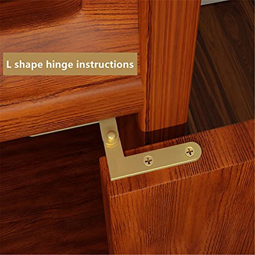 Quluxe 360 Degree Rotatable Door Pivot Hinges, Brass Drawer Window Door Fithtings- Gold (Including 2Pcs L-Shaped And 2Pcs Straight Hinges) #TOP4