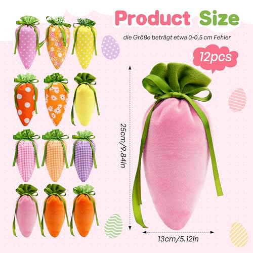 Ostertüten zum Befüllen, Ostern Karotte Tasche, Osterbeutel Stoff, Osterkörbchen zum Befüllen Bonbons, Kekse, Snacks, Ostereier zum Befüllen Geschenken Partyzubehör (Mehrfarbige)