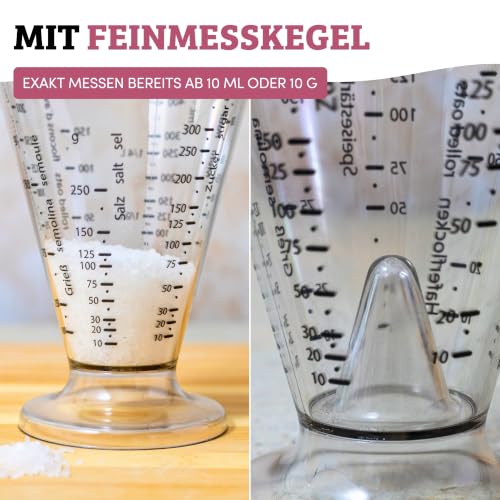 Foto von Westmark Messbecher, Mit Feinmesskegel, mehrsprachigen Messskalen und verschiedenen Maßeinheiten, Trichterform, Füllvolumen: 0,5 Liter, Kunststoff, Gerda, Transparent, 30762270