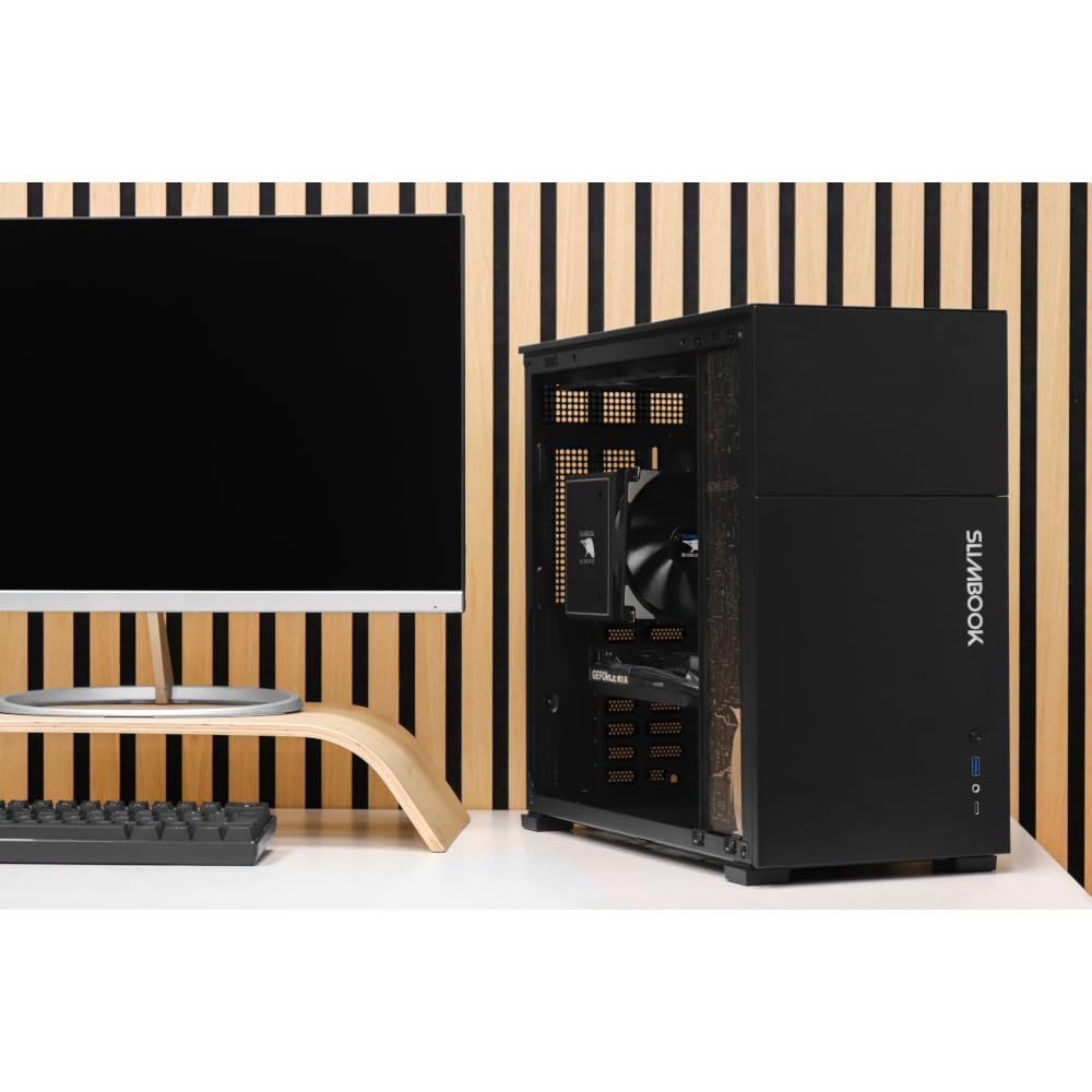 Caja PC SOBREMESA D41 STD SLIMBOOK | ATX/Micro ATX/Mini ITX | Pantalla Frontal | Vidrio Templado | Negra.