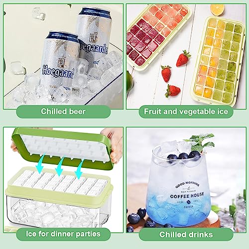Bandeja para cubitos de hielo con tapa, 64 piezas verde miniatura 6