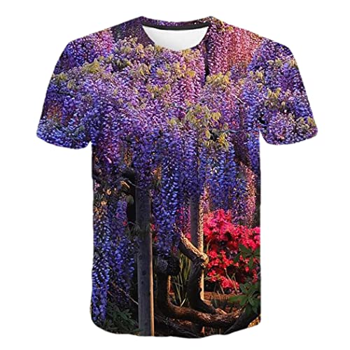 T-shirt homme imprimé plante fleur tulipe rose 3D vêtement décontracté d'été taille XXXXXL
