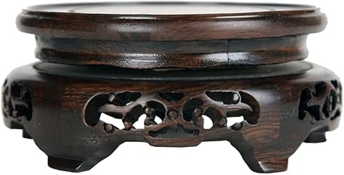 Miniatura 2 de Soporte de exhibición circular negro de madera agria negra para decoración del hogar, florero, estatua de Buda, escultura, pecera, pedestal (5.1