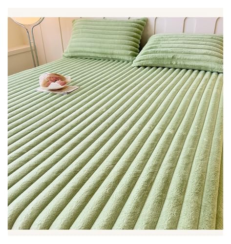 JMORCO Drap Housse Housse de lit King Queen en Velours, Housse de Matelas Douce for dortoir d'étudiants, Drap-Housse épais et Chaud for l'hiver, protège-Matelas(Beige White,90x200cm-1pc) – vue 5