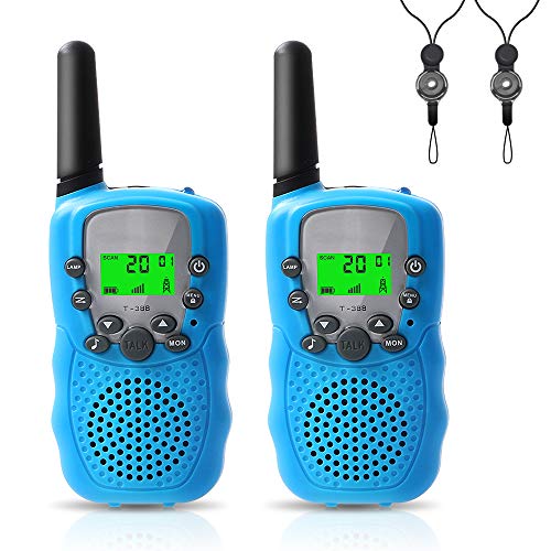 Walkie Talkie for Kids, Toys for 3-12 Year Old Boys Girls with Backlit LCD Display and Flashlight at Camping Hunting Hiking Range Up to 3 KM Gifts for Kids (Blue)