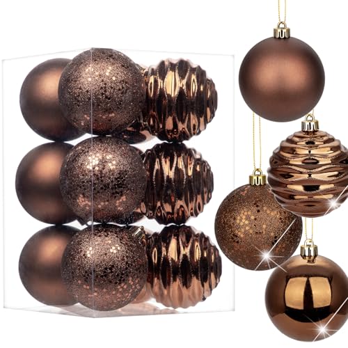 12er-Set 8cm Christbaumkugeln Set Weihnachtsbaumkugeln Kunststoff...