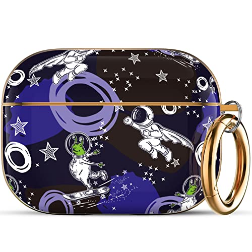 Happypapa Stylish Pattern Case Designed For Apple Airpods Pro, Aliens Astronauts Airpods Pro Case For Women Girls Kids Men Full Protective Case Cover With Keychain #TOP1