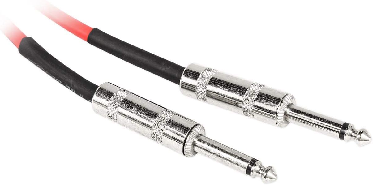 Rockville (18) RCGT3R 3フィート 1/4インチ TSから1/4インチ TS 計器ケーブル - レッド 100%