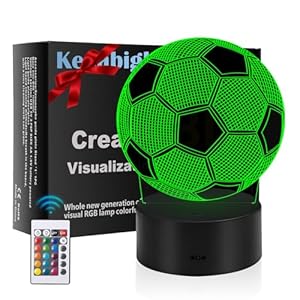 Gifts for Kids Soccer Lamp 3D Illusion Lamp 16 Color Remote Control Creative Acrylic Night Light for Room Decor Birthday Christmas Gift Sport-Themed Parties & Events