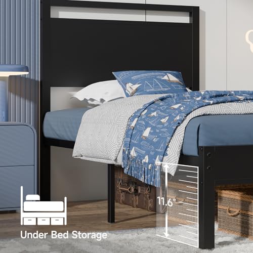 Image of Z-hom Twin Bed Frames, Twin Bed Frame with Headboard and Footboard, with Under Bed Storage, All-Metal Support System, Noise Free, Black