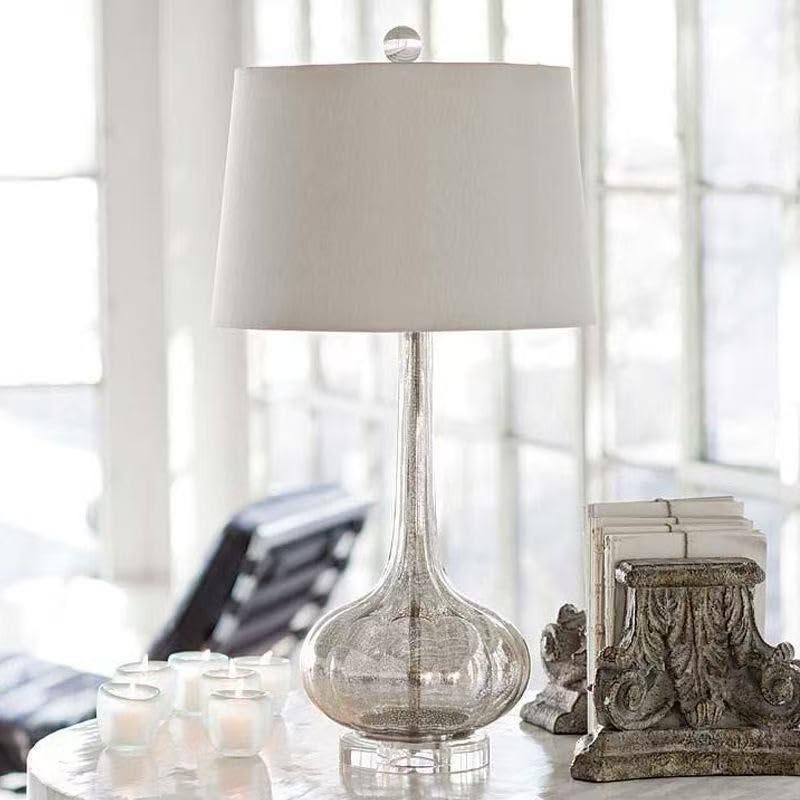 YUDIZWS Set of 2 Bedside Lamps Ceramic Large Table Lamps Pink Garlic lamp Warm Minimalist Sophisticated French Cream Style for Bedroom Living Room Nightstand Girls Room Home Decor,Silver,1PC